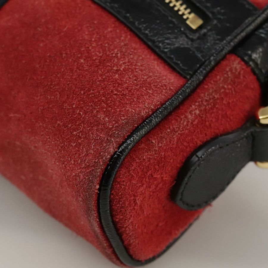 【日本直送】GUCCI Sherry Line 單肩包 麂皮 紅色 海軍藍 Auth mr825-14