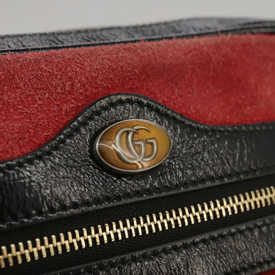 【日本直送】GUCCI Sherry Line 單肩包 麂皮 紅色 海軍藍 Auth mr825-16
