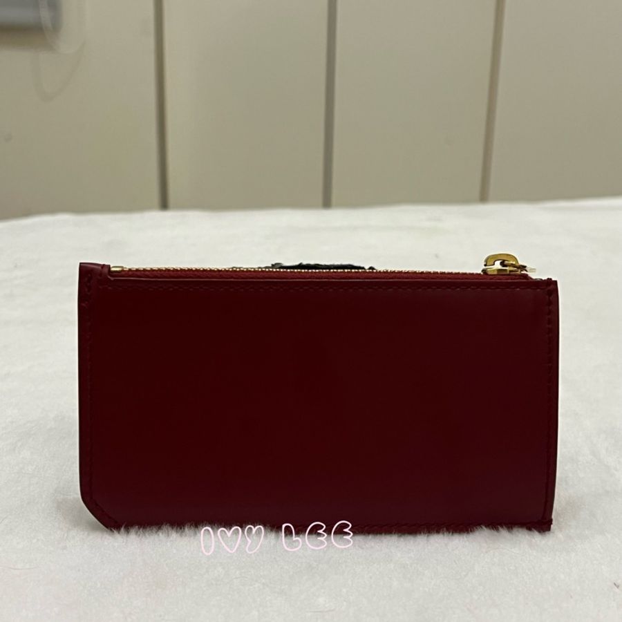 Saint Laurent 631992皮革 名夾 卡包 零錢包 紅色 正品 二手精品-1