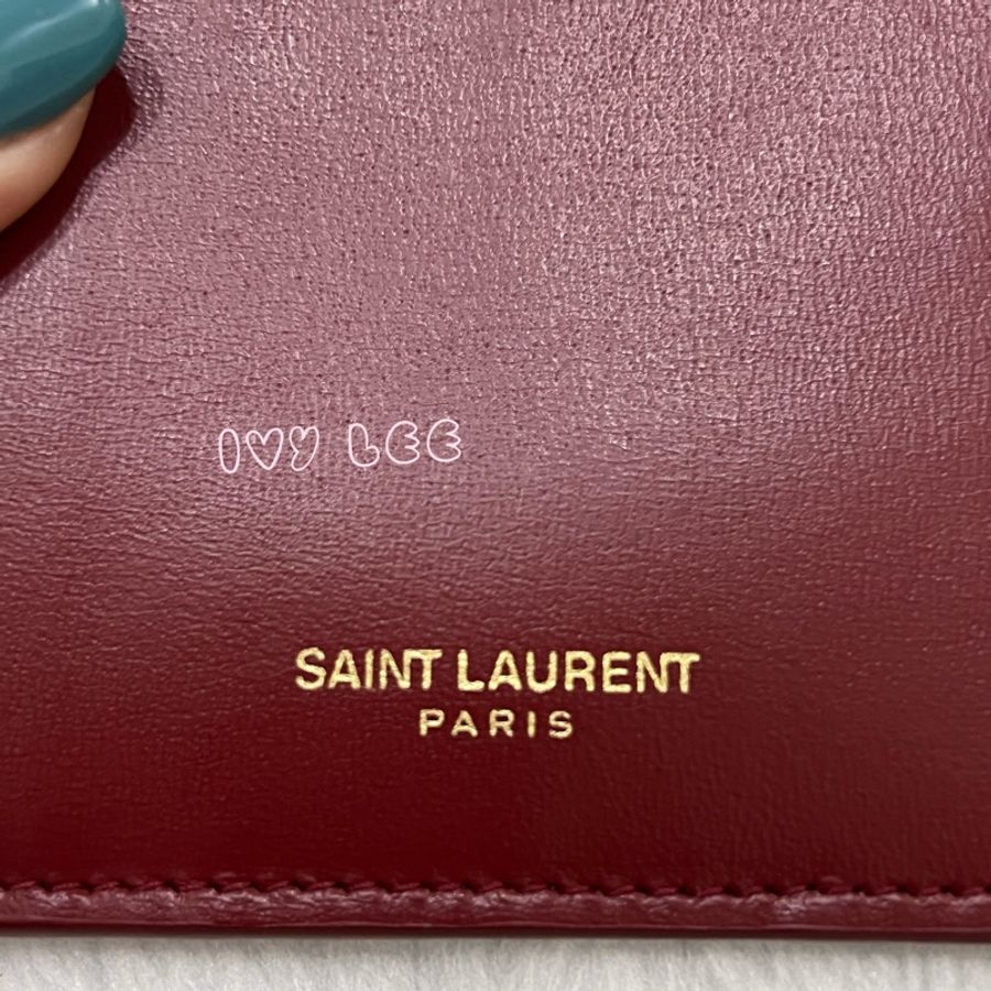 Saint Laurent 631992皮革 名夾 卡包 零錢包 紅色 正品 二手精品-2