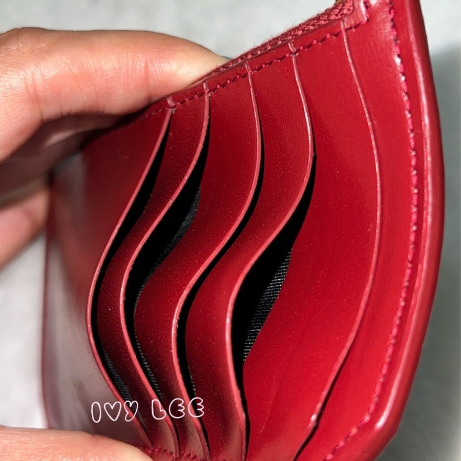 Saint Laurent 631992皮革 名夾 卡包 零錢包 紅色 正品 二手精品-6