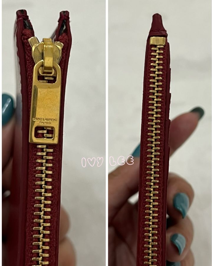 Saint Laurent 631992皮革 名夾 卡包 零錢包 紅色 正品 二手精品-7