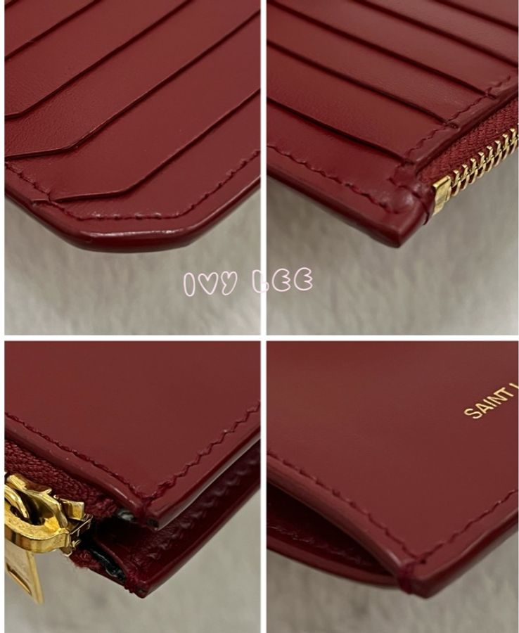 Saint Laurent 631992皮革 名夾 卡包 零錢包 紅色 正品 二手精品-8