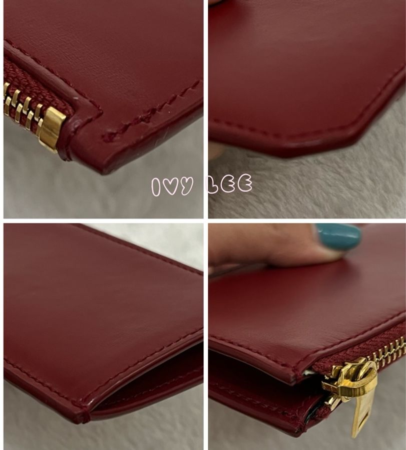 Saint Laurent 631992皮革 名夾 卡包 零錢包 紅色 正品 二手精品-9