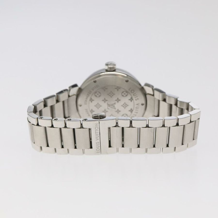 【日本直送】路易威登 Tambour Forever Q121F 鑲鑽錶耳密鑲鑽石灰色腕錶 Q121F 101376S-2