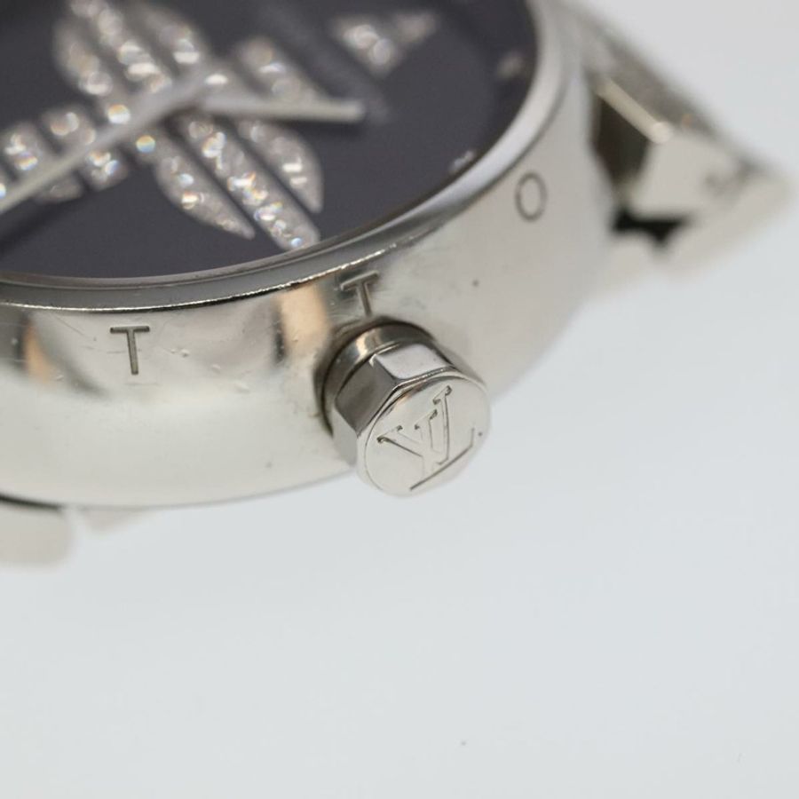 【日本直送】路易威登 Tambour Forever Q121F 鑲鑽錶耳密鑲鑽石灰色腕錶 Q121F 101376S-9