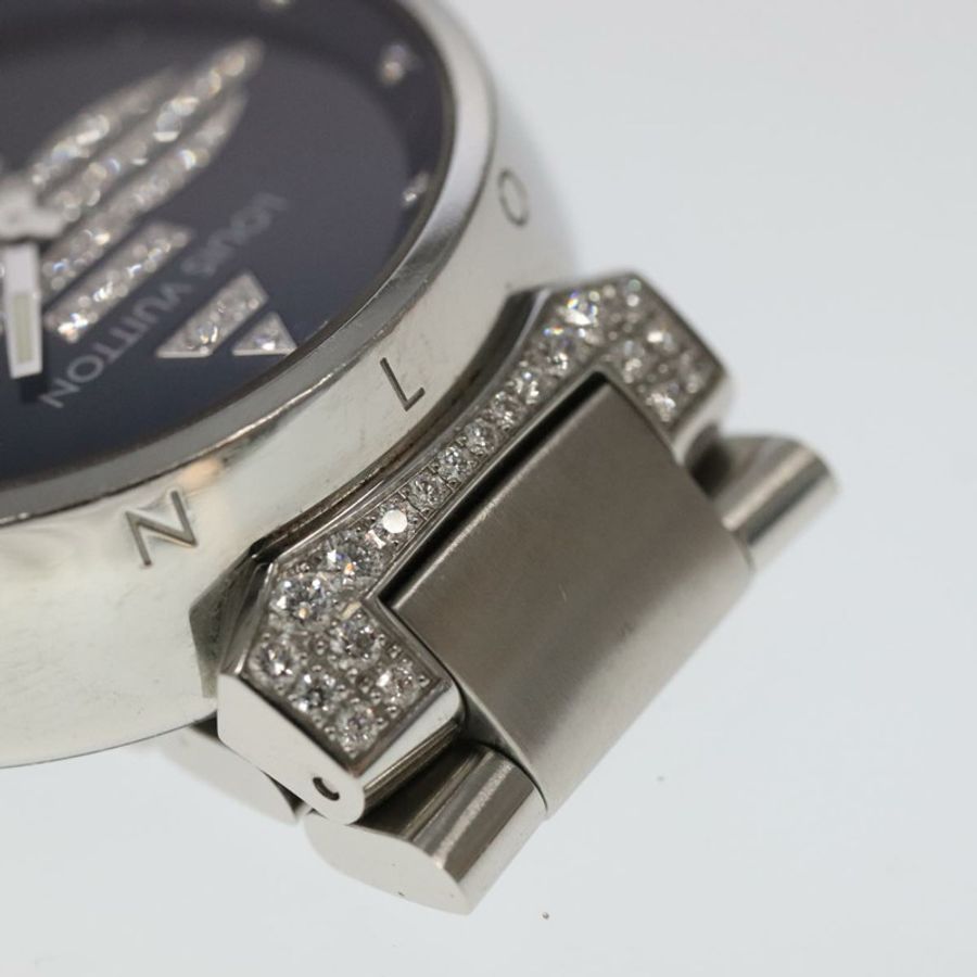 【日本直送】路易威登 Tambour Forever Q121F 鑲鑽錶耳密鑲鑽石灰色腕錶 Q121F 101376S-10