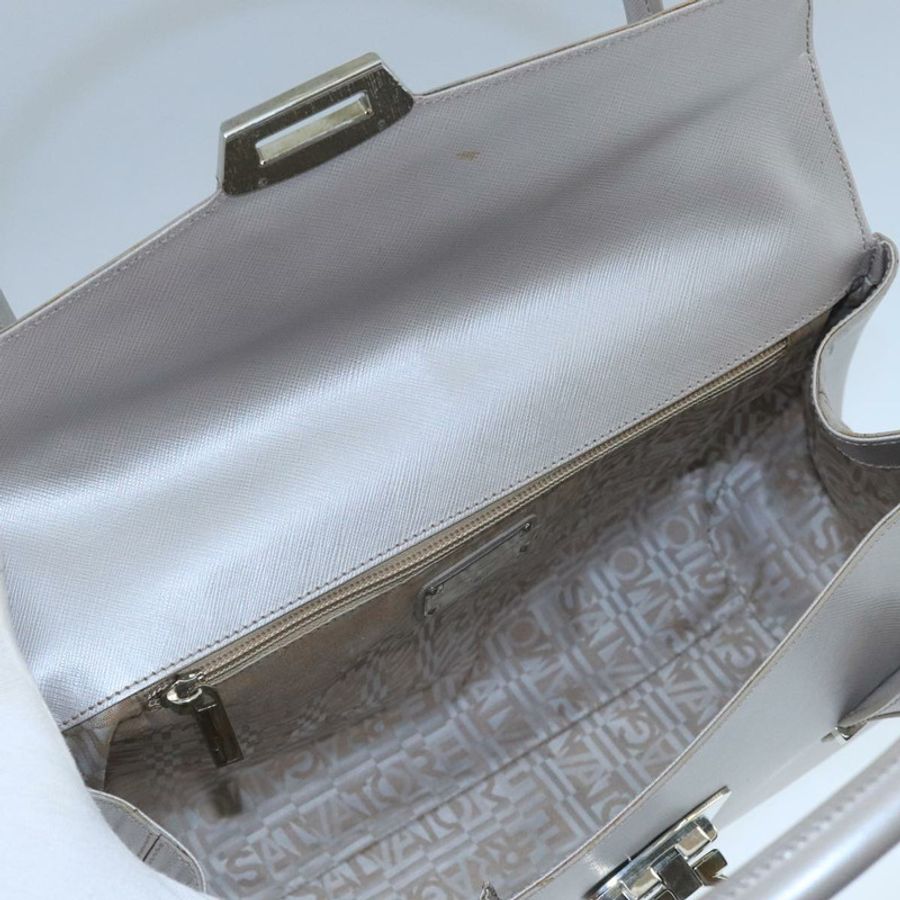 【日本直送】Salvatore Ferragamo Gancini 手提包 皮革 銀色 正品 104358-17
