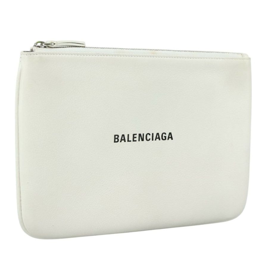 【日本直送】BALENCIAGA 白色銀色皮革手拿包 551992 正品 bs21014-0