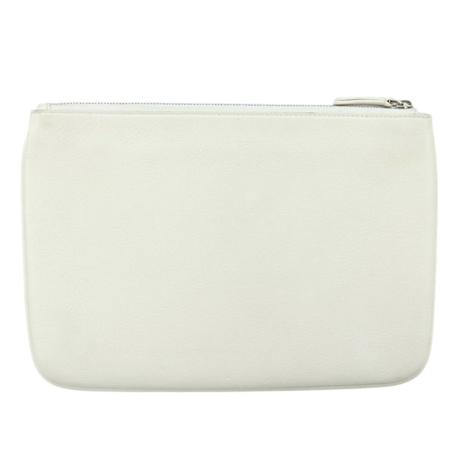 【日本直送】BALENCIAGA 白色銀色皮革手拿包 551992 正品 bs21014-1