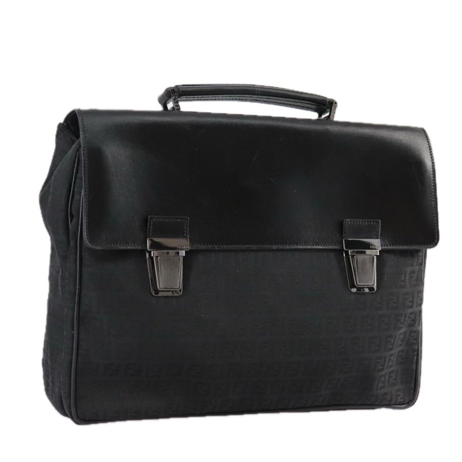 【日本直送】FENDI Zucchino 帆布商務包 黑色 Auth bs20925-0