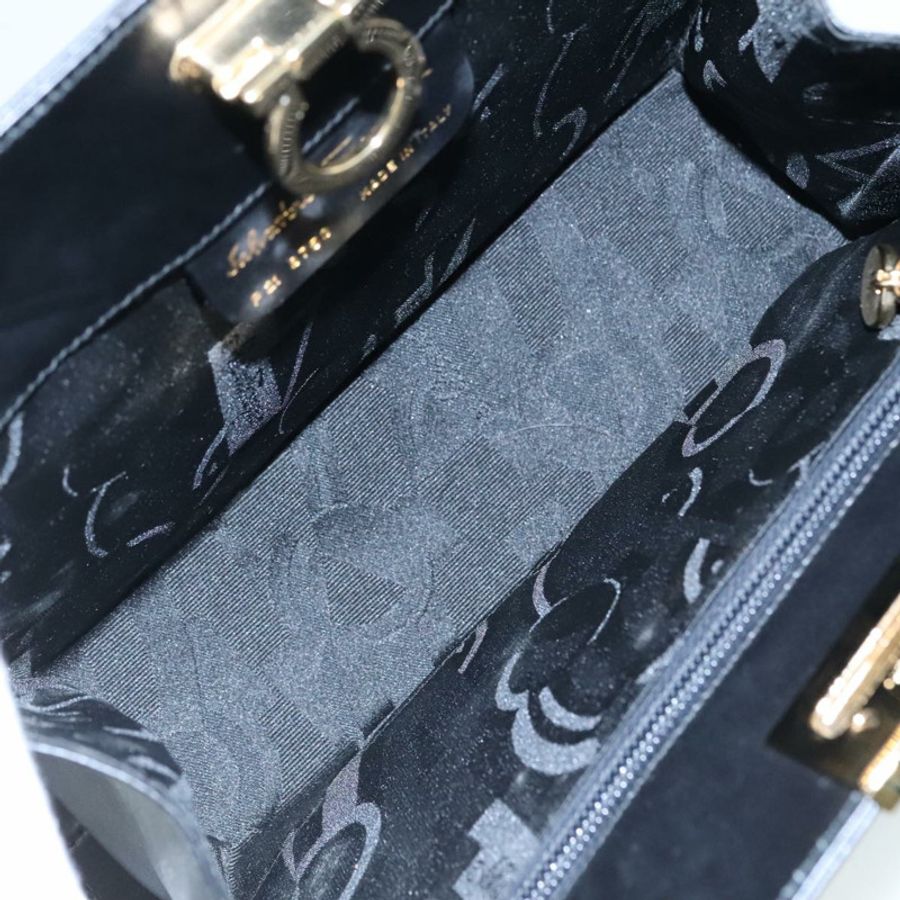 【日本直送】Salvatore Ferragamo Gancini 單肩包,黑色皮革,金色,正品,貨號 107232-10