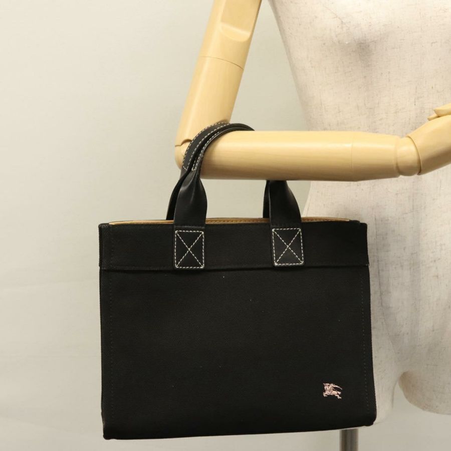 【日本直送】BURBERRY 藍標手提包 帆布 黑色 正品 ac3538-20