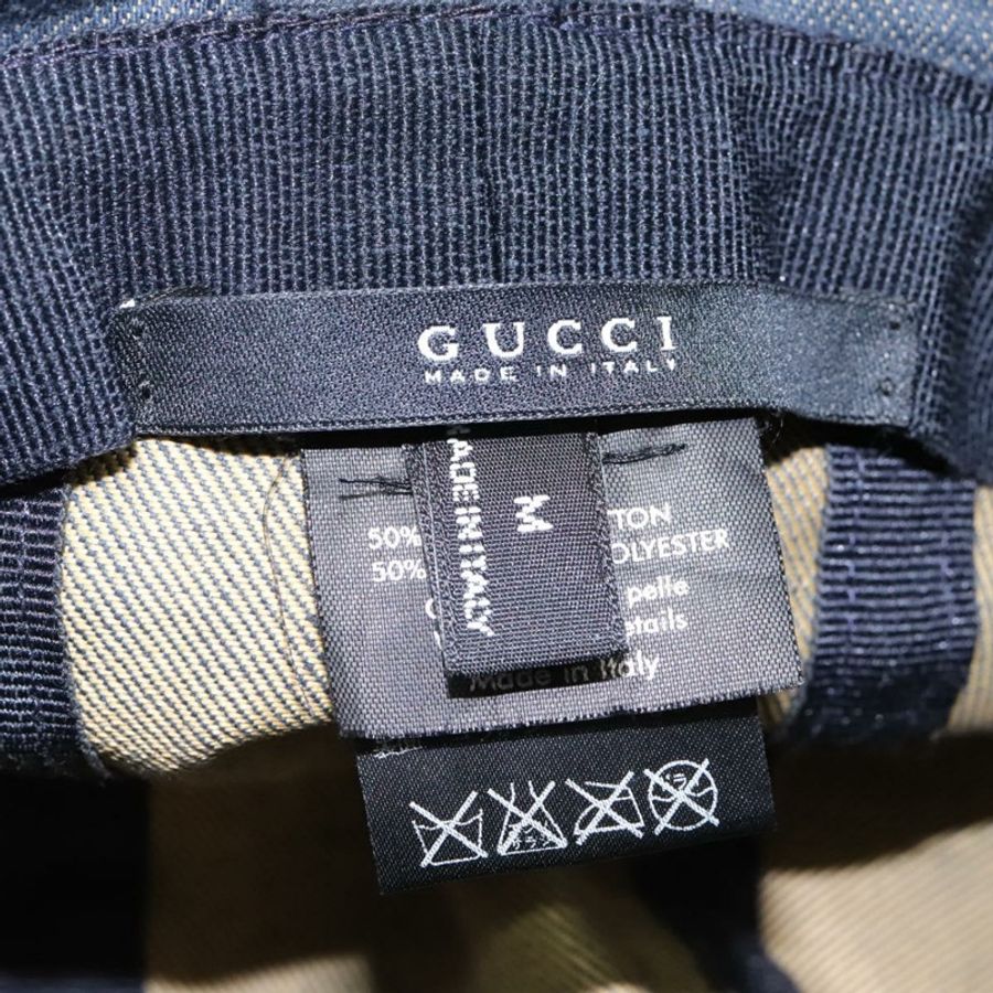 【日本直送】GUCCI GG帆布漁夫帽 M 米色/藍色 122118 Auth hk2073-10