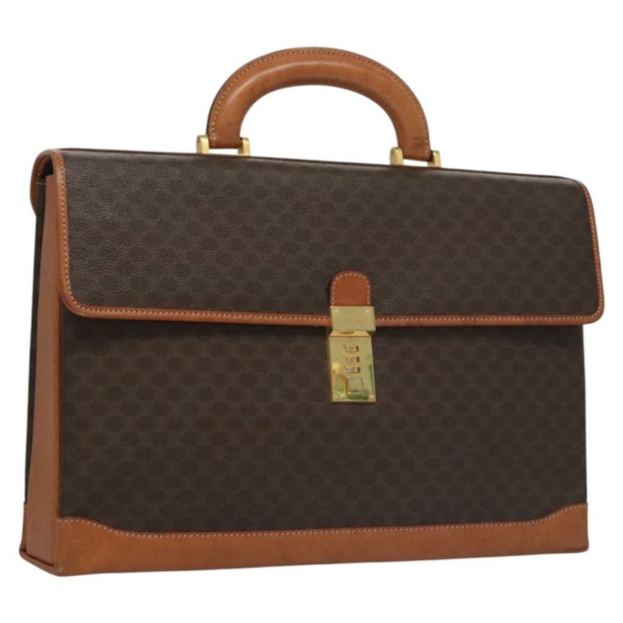 【日本直送】CELINE Macadam帆布商務包 PVC皮革 棕色 金色 正品 112171-0