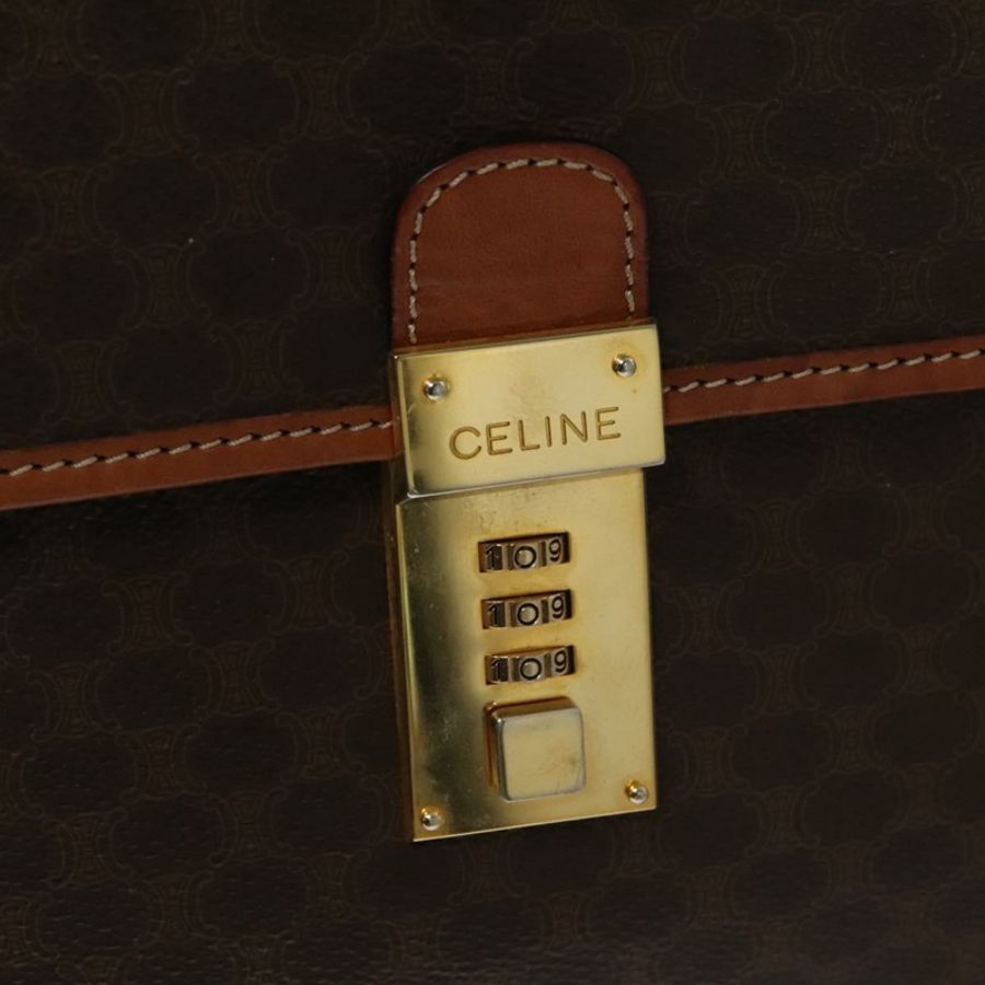 【日本直送】CELINE Macadam帆布商務包 PVC皮革 棕色 金色 正品 112171-9