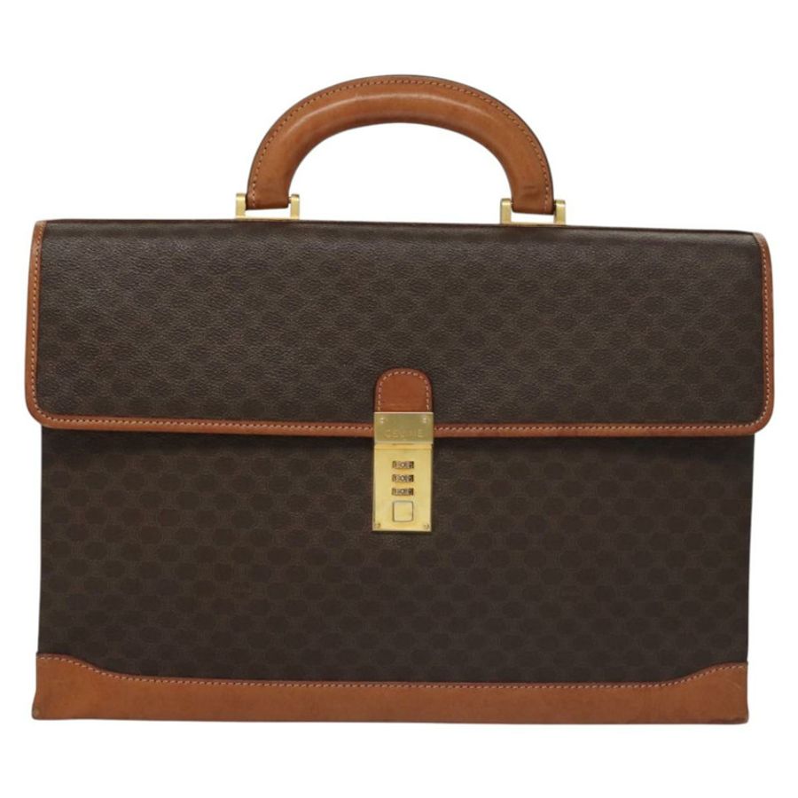 【日本直送】CELINE Macadam帆布商務包 PVC皮革 棕色 金色 正品 112171-12