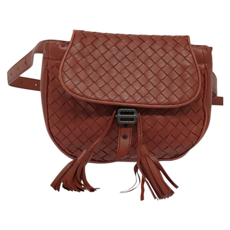 【日本直送】BOTTEGA VENETA INTRECCIATO 腰包 皮革 棕色 Auth BA118-12