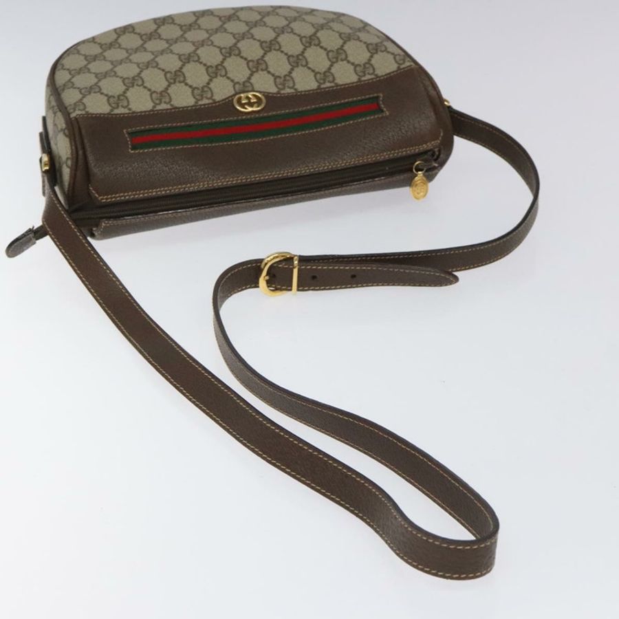 【日本直送】GUCCI GG Supreme Web Sherry Line 手提包 PVC 米色 金色 001 123 0918 正品 115011-6