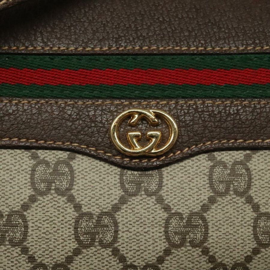 【日本直送】GUCCI GG Supreme Web Sherry Line 手提包 PVC 米色 金色 001 123 0918 正品 115011-17