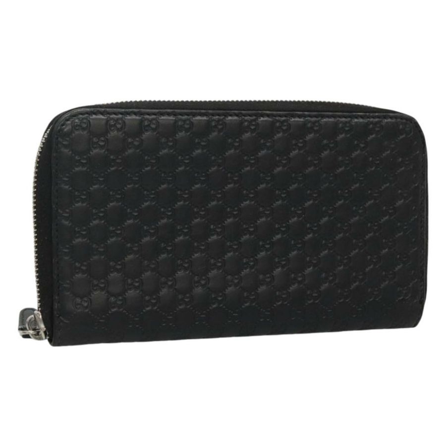 【日本直送】GUCCI Micro GG 帆布 Guccissima 長版皮夾 皮革 黑色 544473 Auth am7738-0