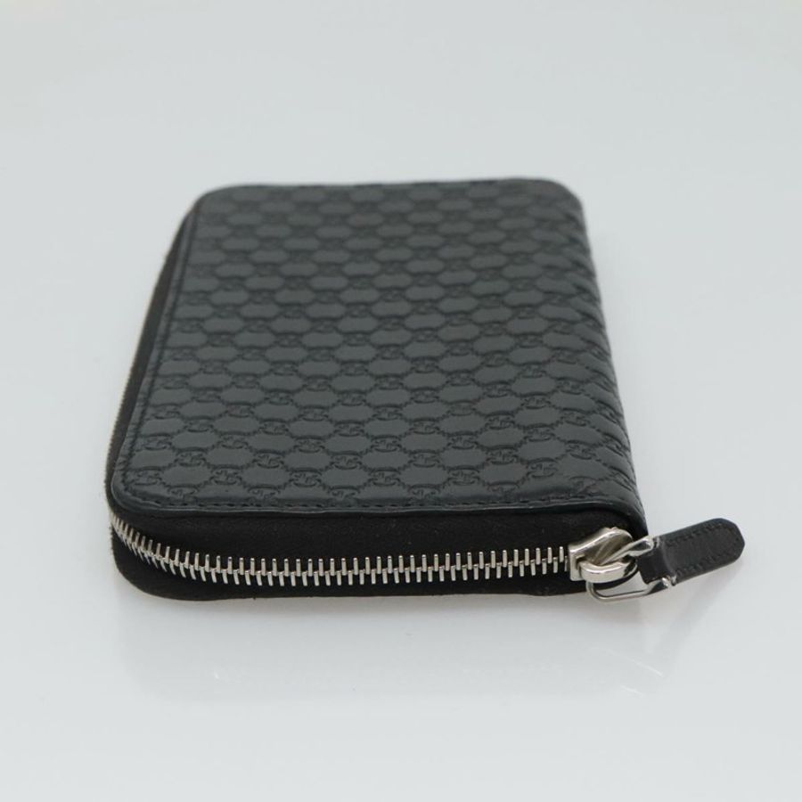 【日本直送】GUCCI Micro GG 帆布 Guccissima 長版皮夾 皮革 黑色 544473 Auth am7738-2