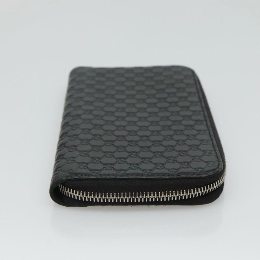 【日本直送】GUCCI Micro GG 帆布 Guccissima 長版皮夾 皮革 黑色 544473 Auth am7738-3