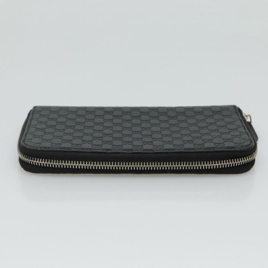 【日本直送】GUCCI Micro GG 帆布 Guccissima 長版皮夾 皮革 黑色 544473 Auth am7738-4