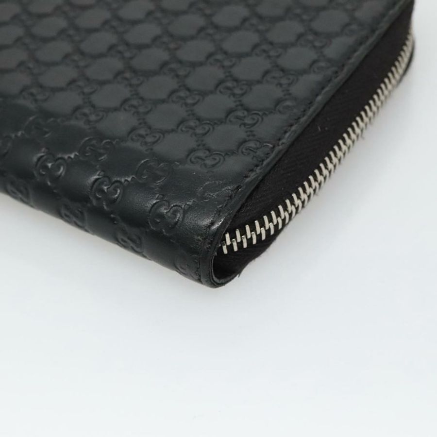 【日本直送】GUCCI Micro GG 帆布 Guccissima 長版皮夾 皮革 黑色 544473 Auth am7738-6
