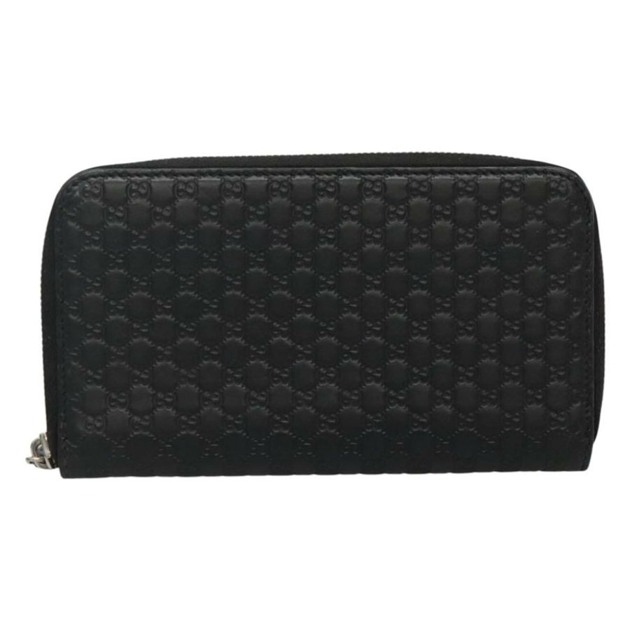 【日本直送】GUCCI Micro GG 帆布 Guccissima 長版皮夾 皮革 黑色 544473 Auth am7738-12