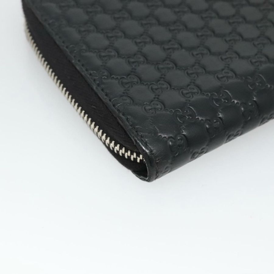 【日本直送】GUCCI Micro GG 帆布 Guccissima 長版皮夾 皮革 黑色 544473 Auth am7738-15