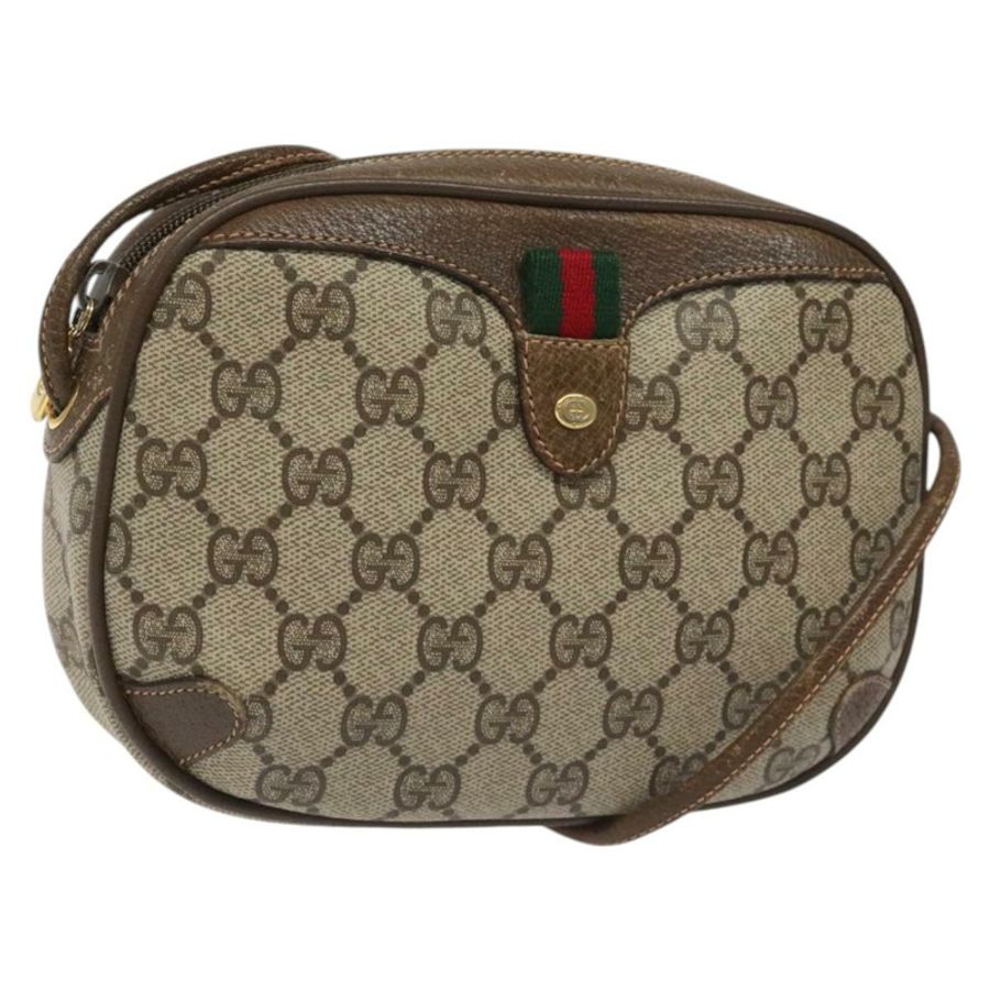 【日本直送】GUCCI GG Supreme Web Sherry Line 單肩包 PVC 米色 紅色 綠色 正品 100756-0