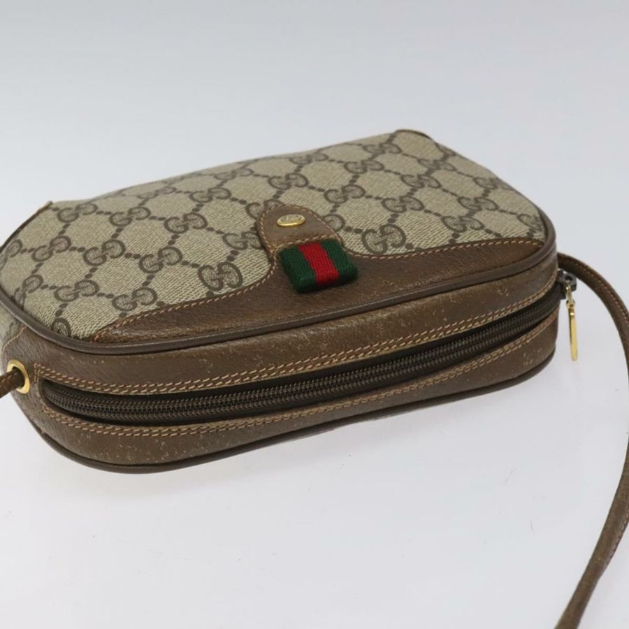 【日本直送】GUCCI GG Supreme Web Sherry Line 單肩包 PVC 米色 紅色 綠色 正品 100756-5
