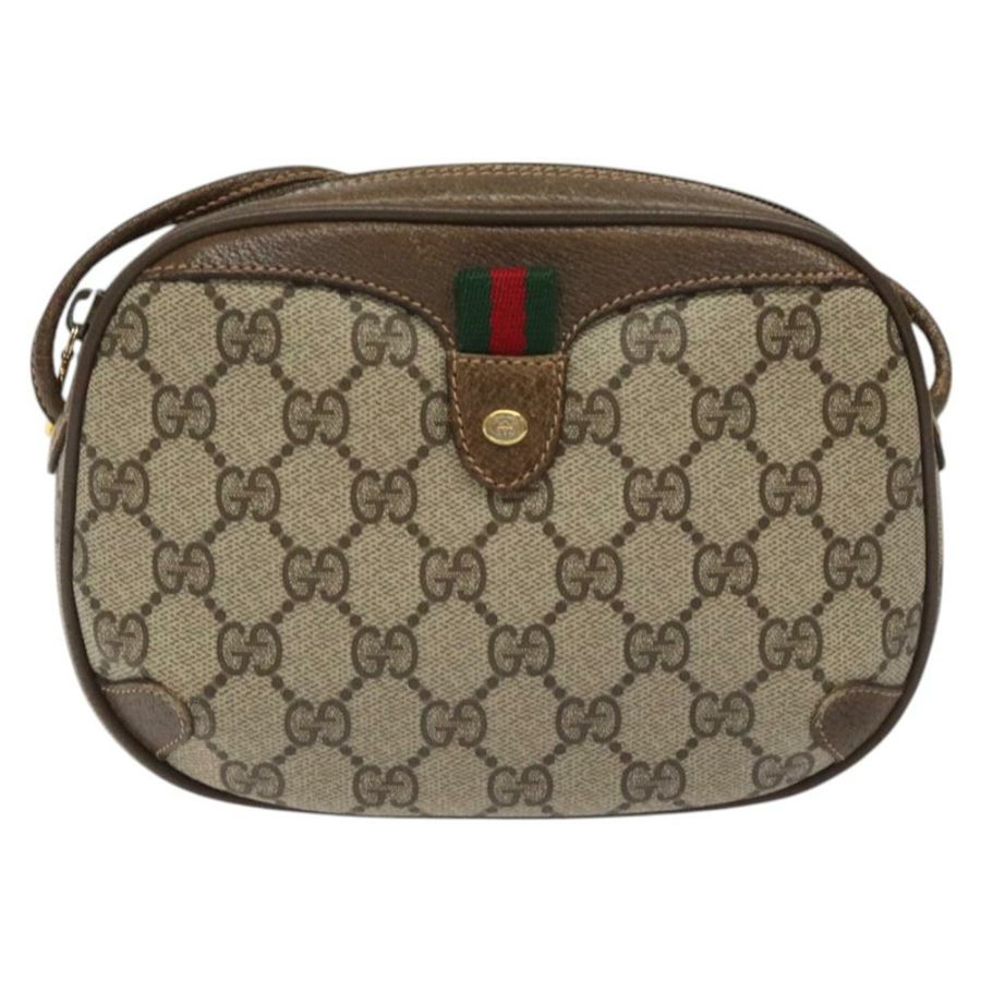 【日本直送】GUCCI GG Supreme Web Sherry Line 單肩包 PVC 米色 紅色 綠色 正品 100756-12