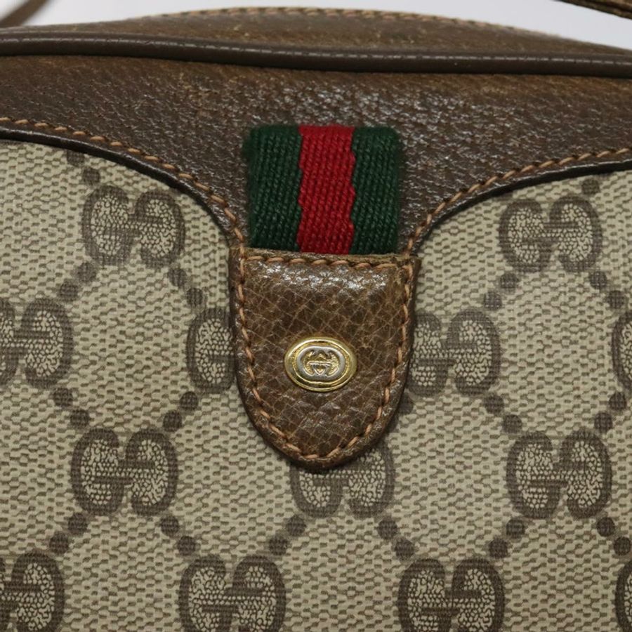 【日本直送】GUCCI GG Supreme Web Sherry Line 單肩包 PVC 米色 紅色 綠色 正品 100756-16