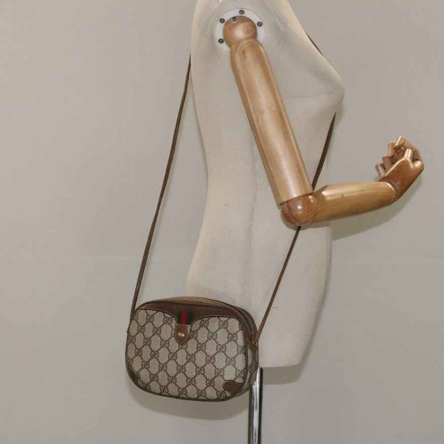 【日本直送】GUCCI GG Supreme Web Sherry Line 單肩包 PVC 米色 紅色 綠色 正品 100756-20
