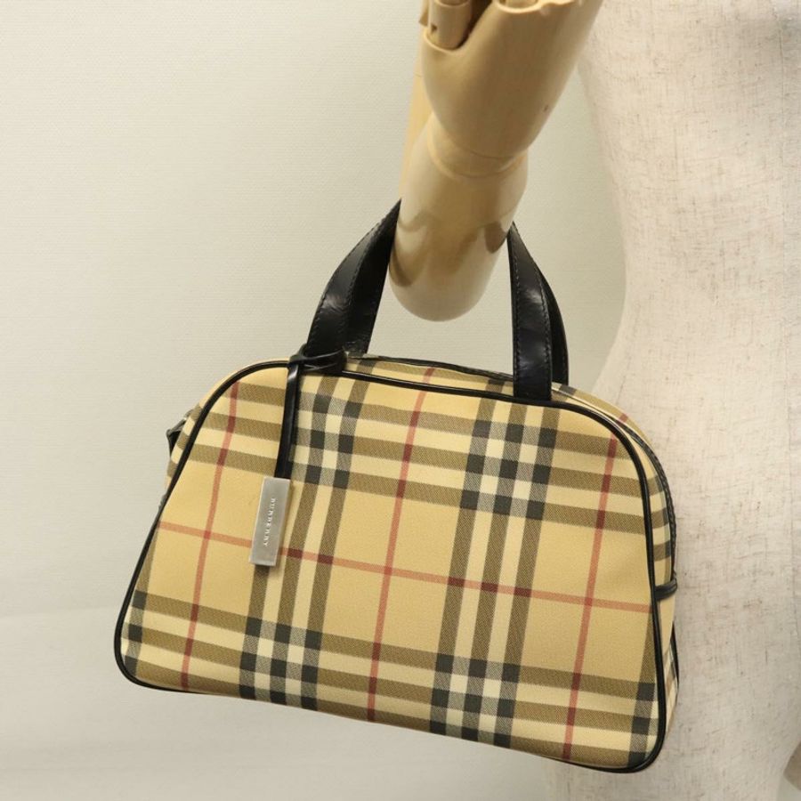 【日本直送】BURBERRY Nova 格紋手提包 PVC 米色 正品 BD255-21