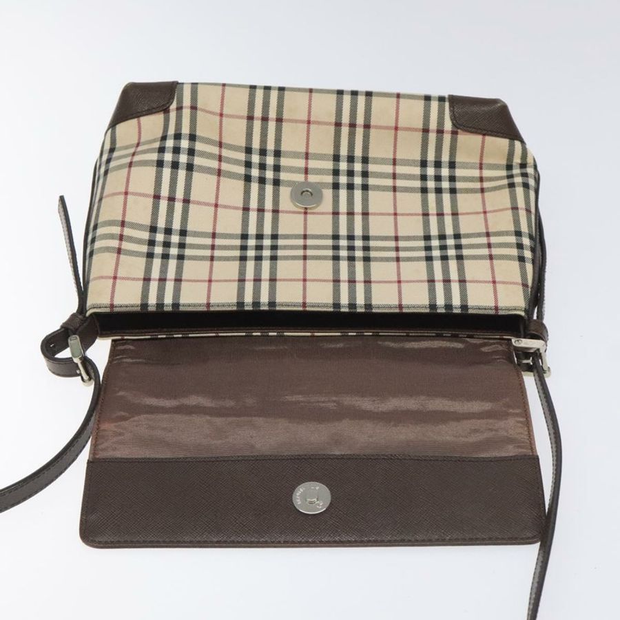 【日本直送】BURBERRY Nova 格紋帆布單肩包 米色 銀色 正品 BD069-9