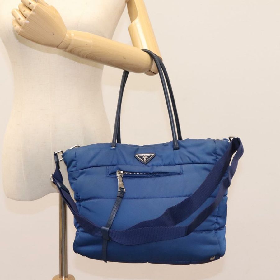 【日本直送】PRADA 尼龍手提包 2way 藍色銀色 正品 BD054-29
