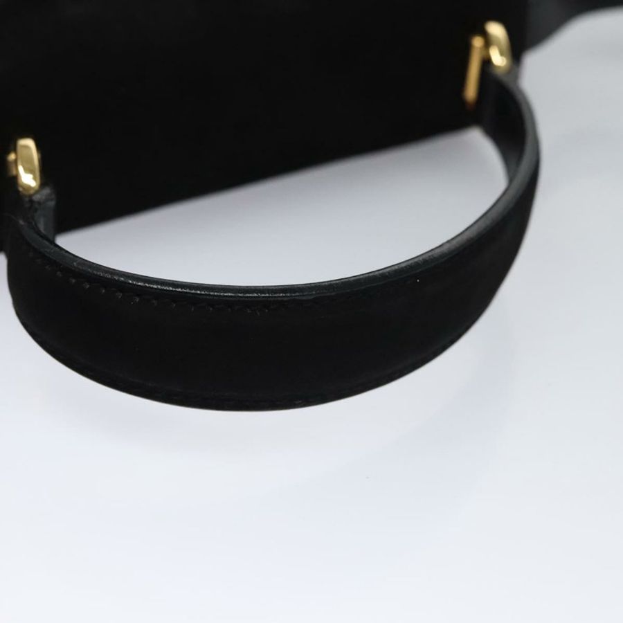 【日本直送】Salvatore Ferragamo Vala 手提包 麂皮 2way 黑色 金色 Auth BA373-7