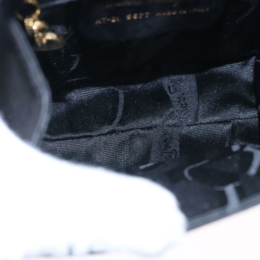 【日本直送】Salvatore Ferragamo Vala 手提包 麂皮 2way 黑色 金色 Auth BA373-10