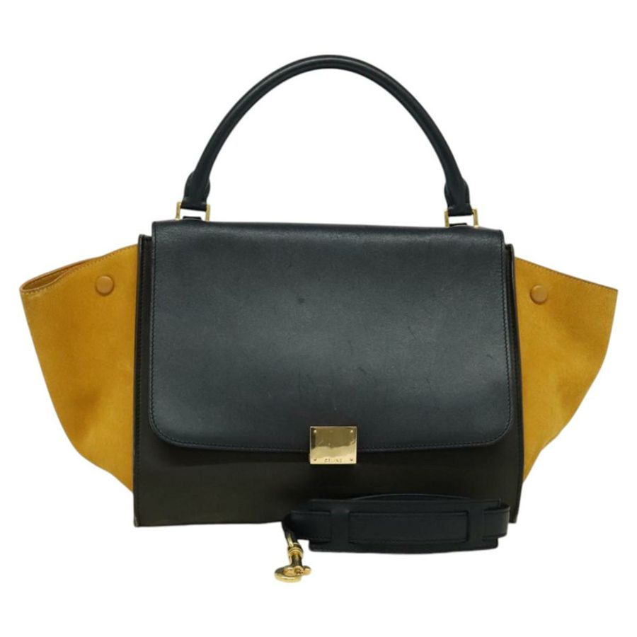 【日本直送】CELINE Trapeze 手提包 皮革 2way 海軍藍 金色 Auth BA400-0