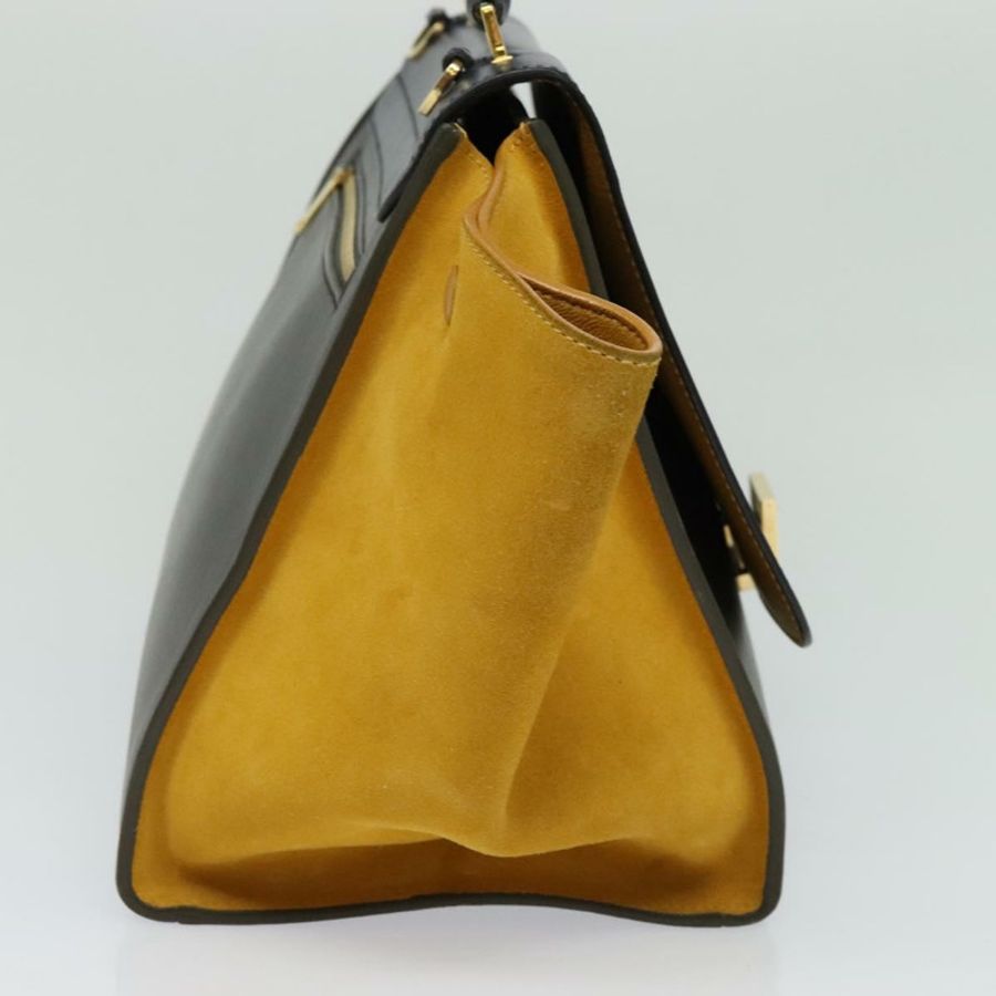 【日本直送】CELINE Trapeze 手提包 皮革 2way 海軍藍 金色 Auth BA400-2
