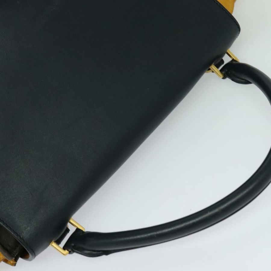 【日本直送】CELINE Trapeze 手提包 皮革 2way 海軍藍 金色 Auth BA400-5