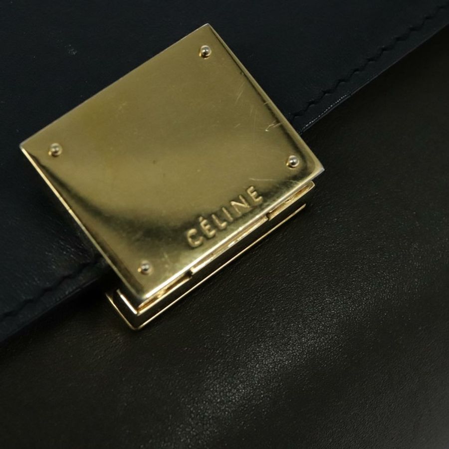 【日本直送】CELINE Trapeze 手提包 皮革 2way 海軍藍 金色 Auth BA400-17
