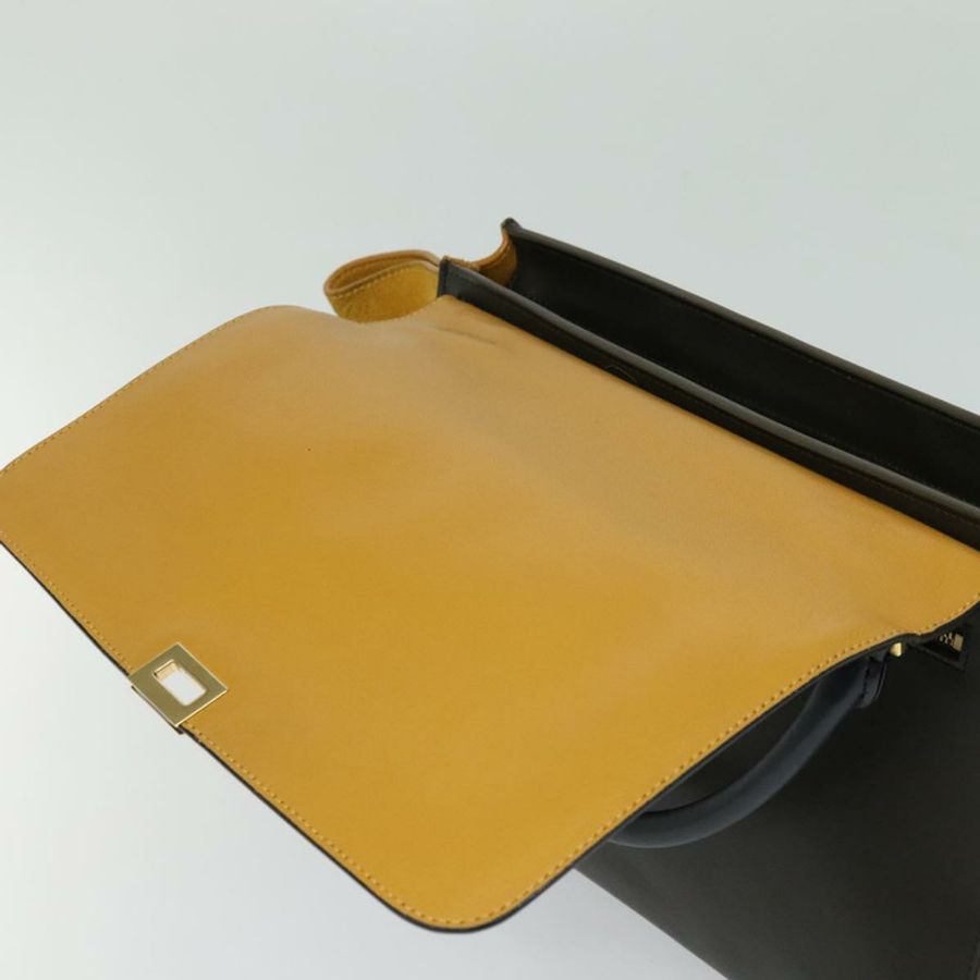 【日本直送】CELINE Trapeze 手提包 皮革 2way 海軍藍 金色 Auth BA400-18