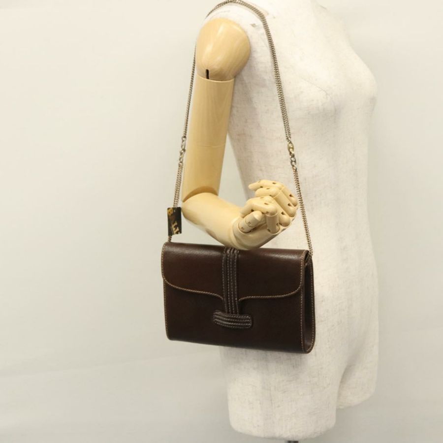 【日本直送】BALLY 鏈條單肩包 皮革 棕色 金色 正品 bs22953-22