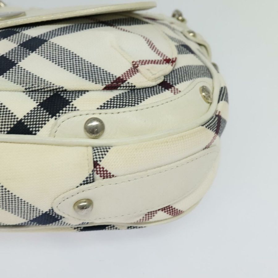 【日本直送】BURBERRY Nova Check Blue Label 帆布皮革白色銀色正品 EC349-13