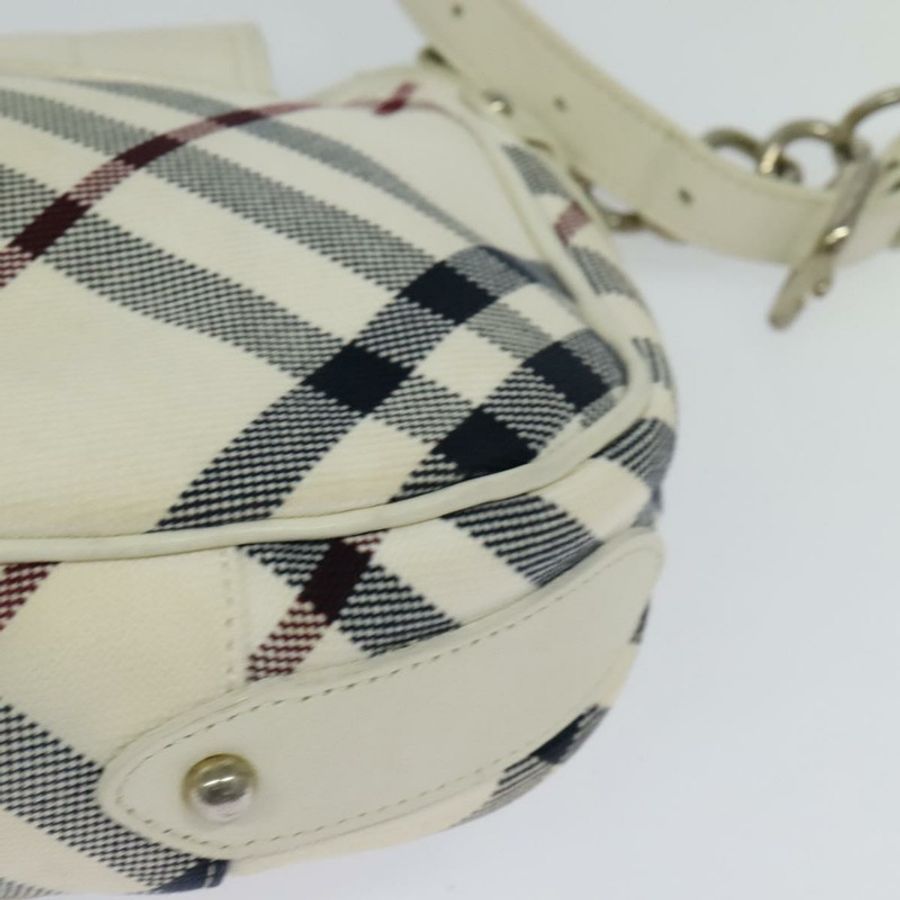 【日本直送】BURBERRY Nova Check Blue Label 帆布皮革白色銀色正品 EC349-15