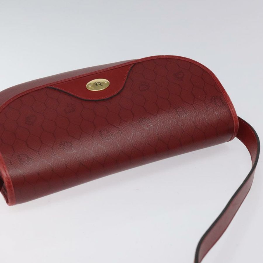 【日本直送】Christian Dior 蜂巢帆布肩背包 PVC 皮革 紅色金色 正品 EC300-5